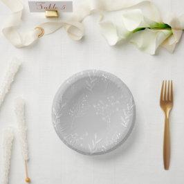 Silver White Corner Floral Boho Wedding Pappteller
