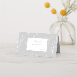 Silver White Corner Floral Boho Wedding Platzkarte