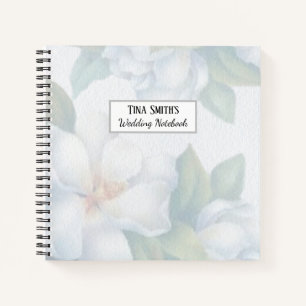 Silver White Dogwood Blossom Wedding Notizbuch
