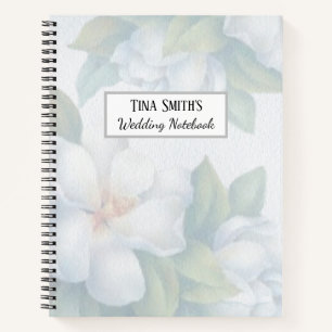 Silver White Dogwood Blossom Wedding Notizbuch