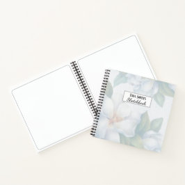 Silver White Dogwood Blossom Wedding Sketchbook Notizbuch
