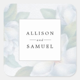 Silver White Dogwood Blüten Persönliches Siegel Quadratischer Aufkleber