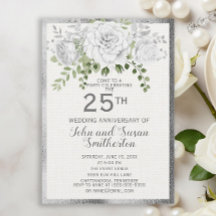 Silver White Floral 25. Hochzeitstag