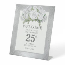 Silver White Floral 25. Hochzeitstag