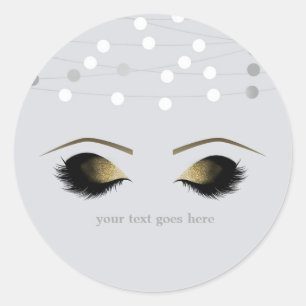 Silver White Glam Gold Makeup Eyelashes Gefallen Runder Aufkleber