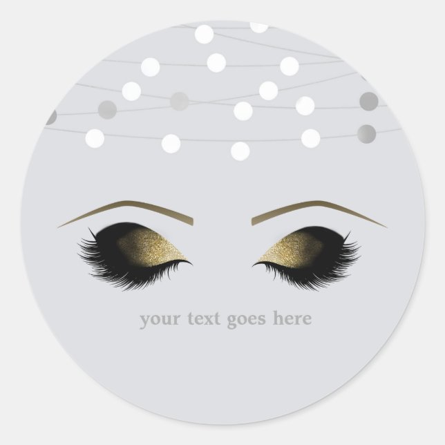 Silver White Glam Gold Makeup Eyelashes Gefallen Runder Aufkleber (Vorderseite)