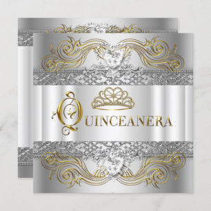 Silver White Gold Quinceanera Geburtstagsparty Einladung