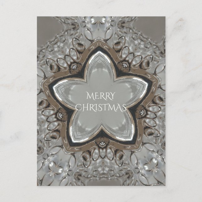 Silver White Gray Shiny Star Frohe Weihnachten (Vorderseite)