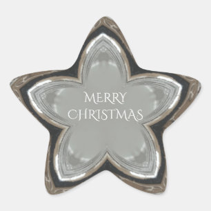 Silver White Gray Shiny Star Frohe Weihnachten Stern-Aufkleber