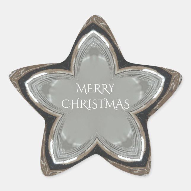 Silver White Gray Shiny Star Frohe Weihnachten Stern-Aufkleber (Vorderseite)