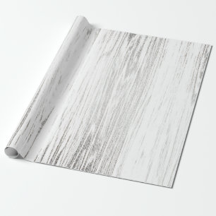 Silver White Grey Wood Minimal Glam Geschenkpapier