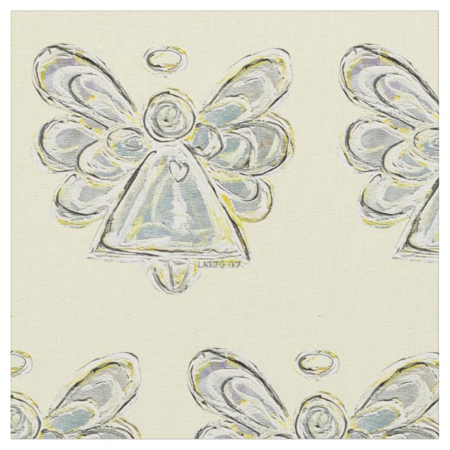 Silver White Guardian Angel Kunststoffe Stoff (Nahaufnahme)