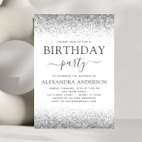 Silver White Jay Age Geburtstag Glitzer Modern