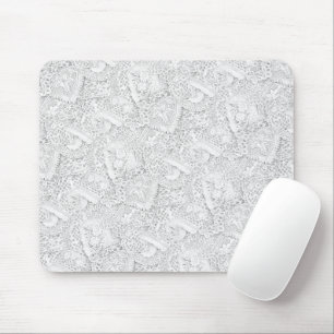 Silver White Lace Pattern Mousepad
