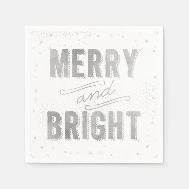 Silver & White Merry und Helle Winterurlaub Serviette (Vorderseite)