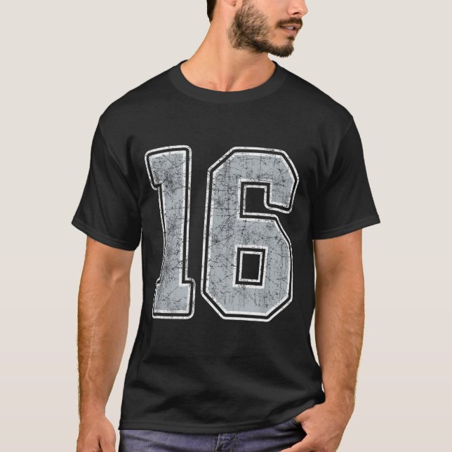 Silver White Number 16 Jersey Player Uniform #16  T-Shirt (Vorderseite)
