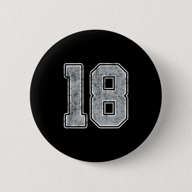 Silver White Number 18 Jersey Player Uniform #18 Button (Vorderseite)