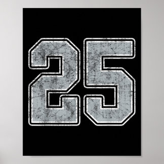 Silver White Number 25 Jersey Player Uniform #25 Poster