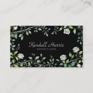 Silver & White Rose Business Card Visitenkarte