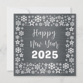 Silver white Square wish card with golden stars Feiertagskarte