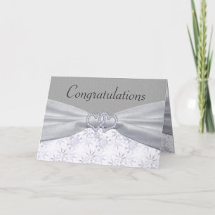 Silver, White Stars & Snowflakes Wedding Karte