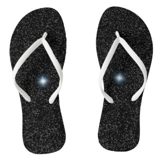 Silver White Stars und Flash auf Black Flip Flops