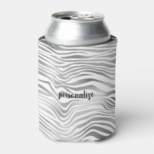 Silver White Zebra Print Dosenkühler