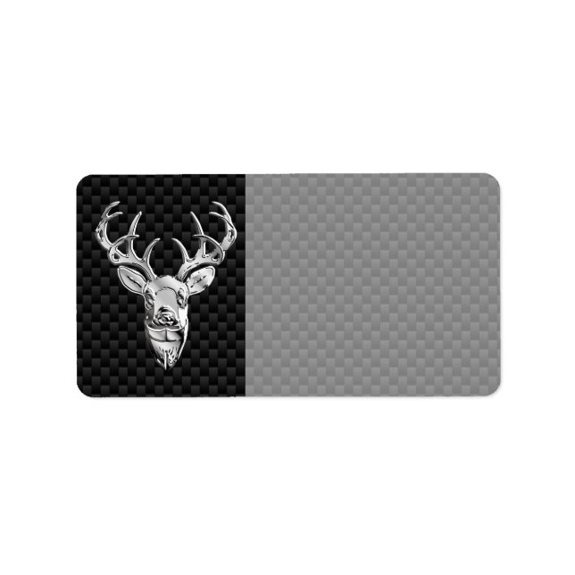 Silver Wild Deer on Carbon Fiber Style Dekoration Adressaufkleber (Vorne)