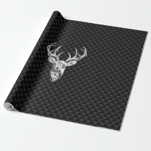 Silver Wild Deer on Carbon Fiber Style Dekoration Geschenkpapier