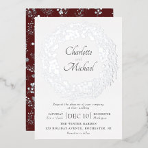 Silver Winter Beeren Kranz Hochzeitfolie invitati