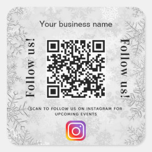 Silver Winter Business Name qr Code Instagramm Quadratischer Aufkleber
