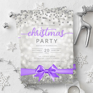 Silver Winter Glam Company Xmas Lila Ribbon Einladung