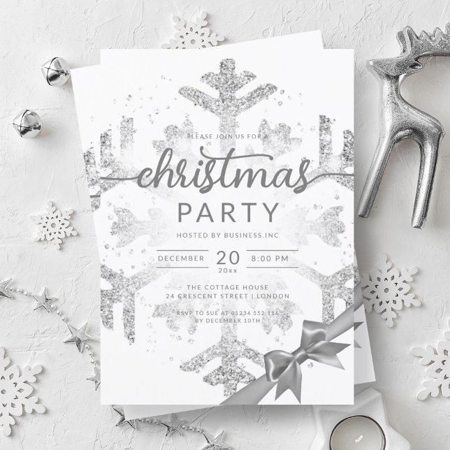 Silver Winter Glitzer Snow Company Weihnachten Einladung (Silver Winter Glitter Snow Company Christmas Invitation)