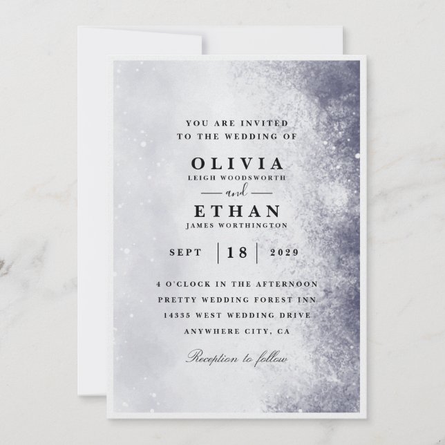 Silver Winter Hochzeit Einladungen (Vorderseite)