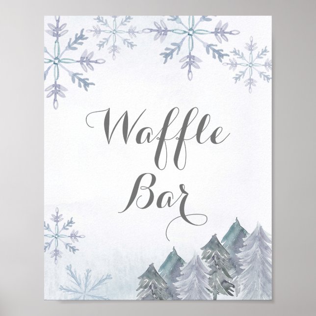 Silver Winter Misty Wasserfarbe Waffelzeichen Bar  Poster (Vorne)