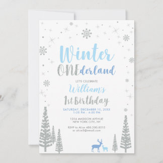 Silver Winter onederland 1. Geburtstagsparty Einladung