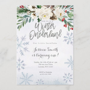 Silver Winter Onederland Einladung zum 1. Geburtst