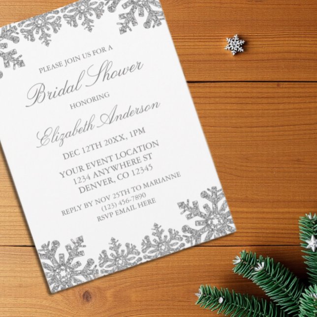 Silver Winter Snowflake Brautparty Einladung (Von Creator hochgeladen)
