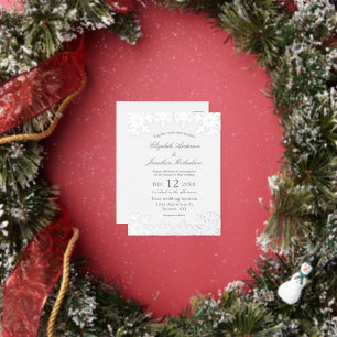 Silver Winter Snowflake Wedding Folie Einladungspostkarte