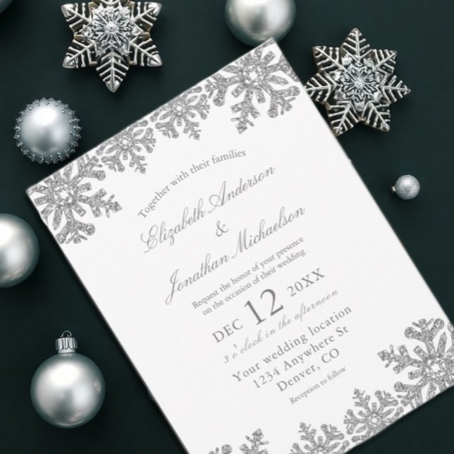 Silver Winter Snowflake Wedding Postkarte (Von Creator hochgeladen)