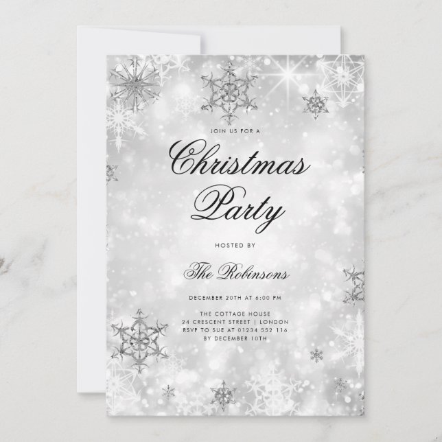 Silver Winter Wonder Holiday Einladungsprogramm &  Einladung (Vorderseite)