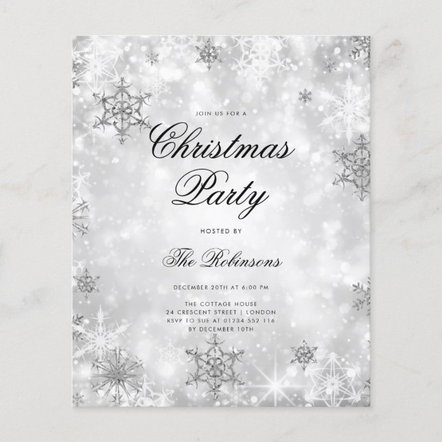Silver Winter Wonder Holiday Einladungsprogramm &  Flyer (Vorne)