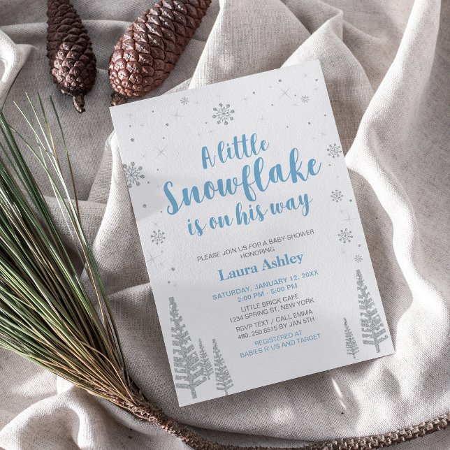 Silver Winter Wonderland, Boy Baby Dusche/Sprinkle Einladung (Von Creator hochgeladen)