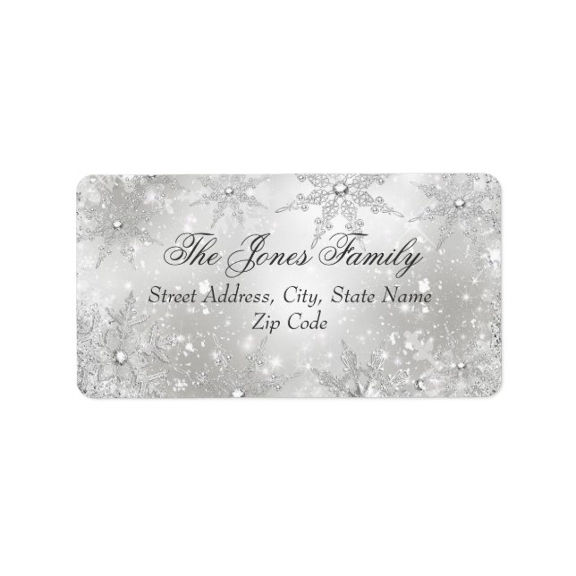 Silver Winter Wonderland Christmas Address Labels Adressaufkleber (Vorne)