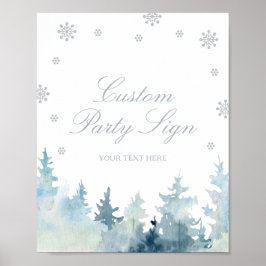 Silver Winter Wonderland Custom Party Sign Poster