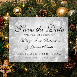 Silver Winter Wonderland Elegant Save the Date Ankündigungspostkarte