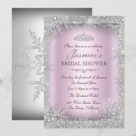 Silver Winter Wonderland Pink Brautparty Einladung