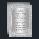 Silver Winter Wonderland Sweet 16 Einladung<br><div class="desc">Silver Sweet 16 Geburtstag Einladung. Hübsche Schneeflocke & Tiara Design. Bitte beachten Sie: Alle flachen Bilder,  Sie haben keine echten Juwelen!</div>