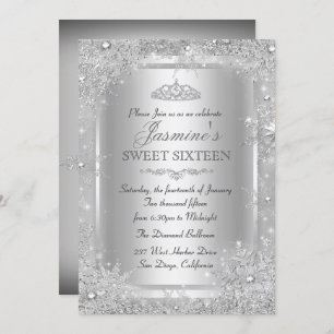 Silver Winter Wonderland Sweet 16 Einladung