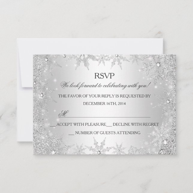 Silver Winter Wonderland Weihnachtsfeiertag UAWG RSVP Karte (Vorderseite)